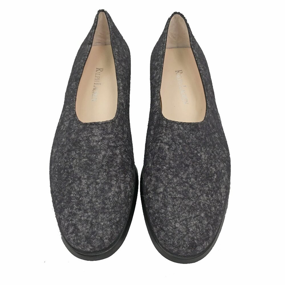 NEW $550 Ralph Lauren Collection Mercia Felt Flats (Shoes)!  Heather Gray  ITALY